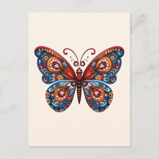 Folk Art Style Butterfly Briefkaart (Voorkant)