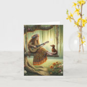 Folk Art Style Dachshund Downloadbaar Kaart (Gele Bloem)