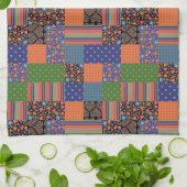 Folk Art Style Faux Patchwork Kitchen Towel Theedoek (Gevouwen)