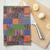 Folk Art Style Faux Patchwork Kitchen Towel Theedoek (Quarter Fold)