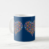 Folk Art Style Floral Heart op blauwe Mok (Voorkant links)