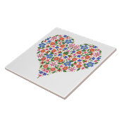 Folk Art Style Floral Heart White keramische tegel Tegeltje (Zijkant)