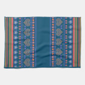 Folk Art Style Floral Hearts Border Kitchen Towel Theedoek (Horizontaal)