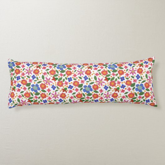  Folk Art Style Floral Miniprint Body Pillow Lichaamskussen (Achterkant)