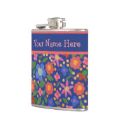  Folk Art Style Floral op blauwe heupfles (Links)