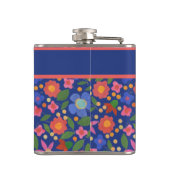  Folk Art Style Floral op blauwe heupfles (Achterkant)