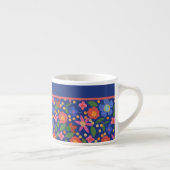  Folk Art Style Floral op Blue Espresso-Mok Espresso Kop (Rechts)