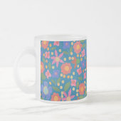Folk Art Style Floral op Blue Glass Coffee Mok (Links)