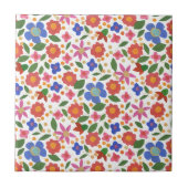 Folk Art Style Floral op White Ceramic Tile Tegeltje (Voorkant)