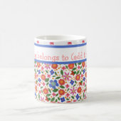  Folk Art Style Floral op White Coffee Mok (Center)