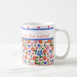 Folk Art Style Floral op White Coffee Mok