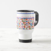  Folk Art Style Floral op White Travel Mug Reisbeker (Voorkant rechts)