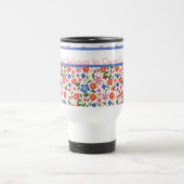  Folk Art Style Floral op White Travel Mug Reisbeker (Center)