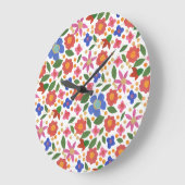 Folk Art Style Floral op witte acrylwandklok Grote Klok (Hoek)