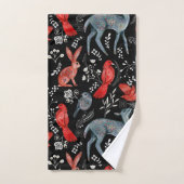 Folk-art style floral  pattern designs bad handdoek (Handdoek)