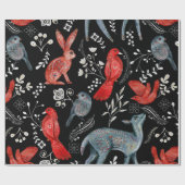 Folk-art style floral pattern designs cadeaupapier (Vlak)