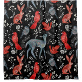 Folk-art style floral pattern designs douchegordijn (Voorkant)