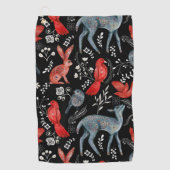 Folk-art style floral pattern designs golfhanddoek (Voorkant)