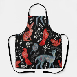 Folk-art style floral  pattern designs schort