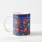  Folk Art Style Floral Pattern op Blue Koffiemok (Links)
