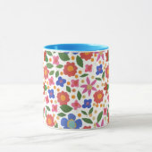 Folk Art Style Floral Pattern op White Mok (Midden)