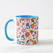 Folk Art Style Floral Pattern op White Mok (Links)