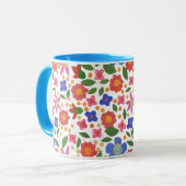 Folk Art Style Floral Pattern op White Mok (Voorkant links)