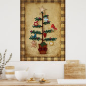 Folk Art Style met kerstboom | Prim Poster (Keuken)