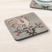 Folk Art Style Rooster Drankjes Onderzetter (Linkerzijde)