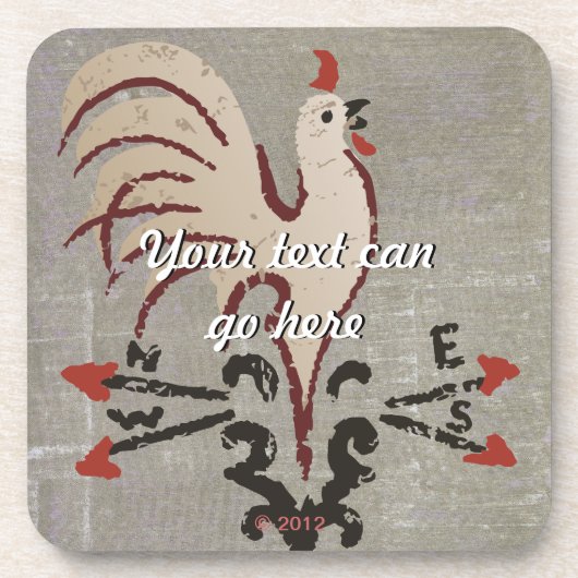 Folk Art Style Rooster Drankjes Onderzetter (Voorkant)