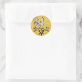 Folk Art Style Rooster Ronde Sticker (Tas)