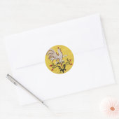 Folk Art Style Rooster Ronde Sticker (Envelop)