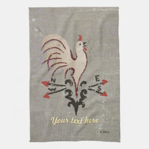 Folk Art Style Rooster Theedoek