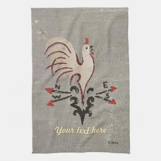 Folk Art Style Rooster Theedoek (Verticaal)