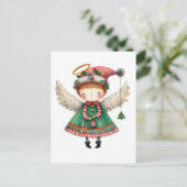 Folk Art Style Schattige Angel Briefkaart (Staand voorkant)