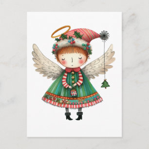 Folk Art Style Schattige Angel Briefkaart