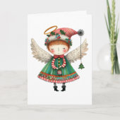Folk Art Style Schattige Angel Kaart (Voorkant)