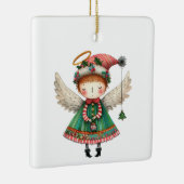 Folk Art Style Schattige Angel Keramisch Ornament (Rechts)
