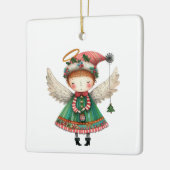 Folk Art Style Schattige Angel Keramisch Ornament (Links)