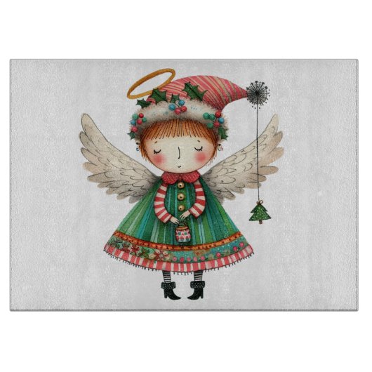 Folk Art Style Schattige Angel Snijplank (Voorkant)