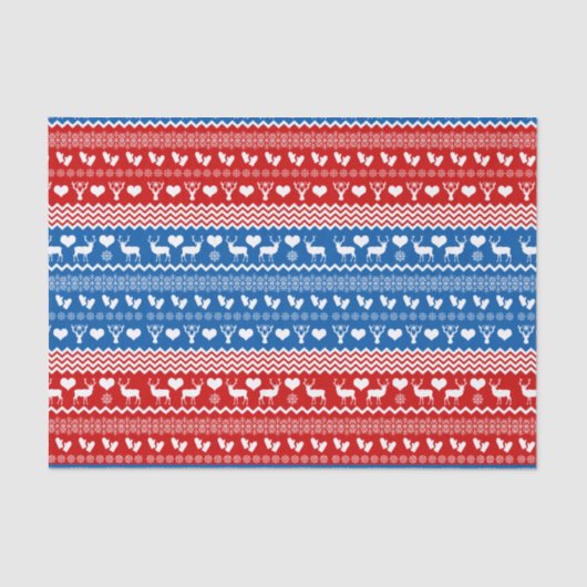 Folk Art Sweater Style Reindeer en Snowflakes Tissuepapier (Voorkant)