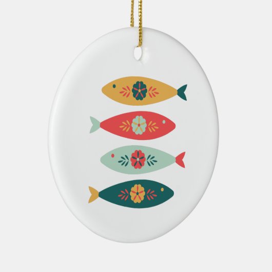 Folk Art Swedish Fish Keramisch Ornament (Rechts)