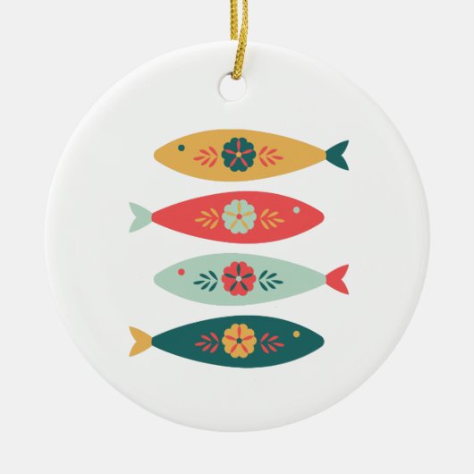 Folk Art Swedish Fish Keramisch Ornament (Voorkant)