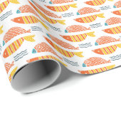 Folk Art Swimming Fish Patroon Cadeaupapier (Rol Hoek)