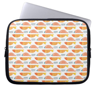 Folk Art Swimming Fish Patroon Laptop Sleeve