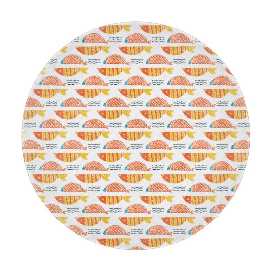 Folk Art Swimming Fish Patroon Snijplank (Voorkant)