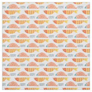 Folk Art Swimming Fish Patroon Stof
