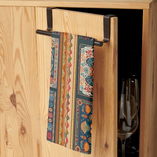 Folk Art Tegels Keukenhanddoek (Derde Gevouwen)