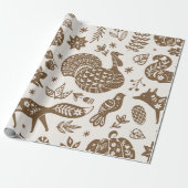 Folk Art Thanksgiving Forest Cadeaupapier (Uitgerold)