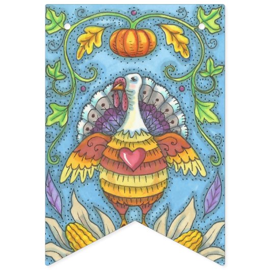 FOLK ART THANKSGIVING TURKEY, PARTIJ BUNDELING BAN VLAGGETJES (Derde vlag)